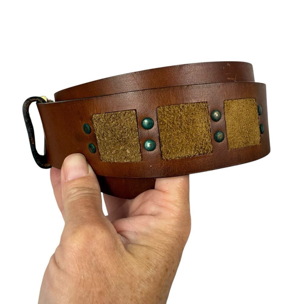 Buxton Belt Womens 36-39” Brown Oil Tanned Steerhide Leather Western Cowgirl